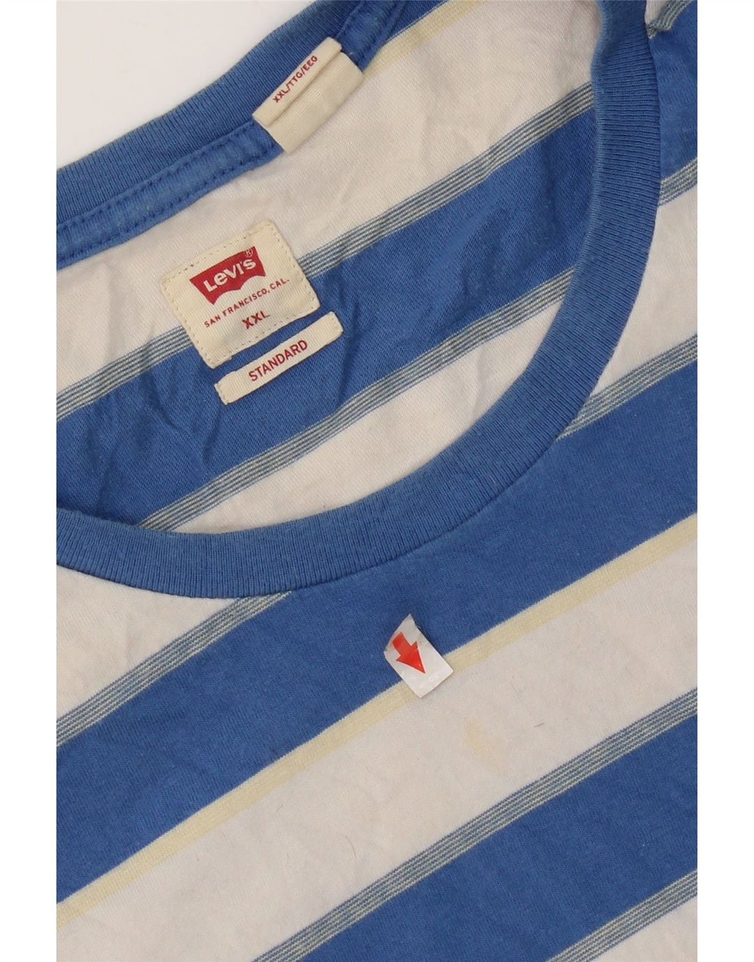 Levi's Mens Standard T-Shirt Top 2XL Blue Striped Cotton