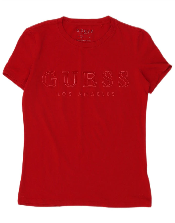 Guess Womens Graphic T-Shirt Top UK 10 Small Red