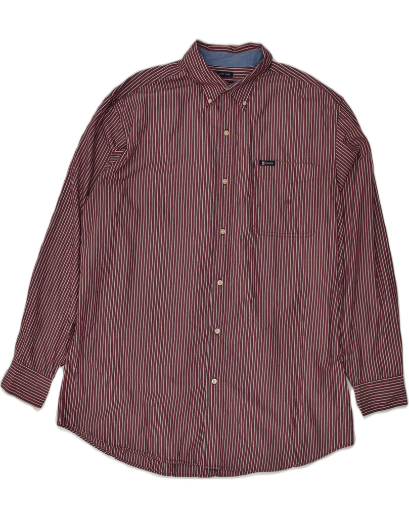 CHAPS Mens Easy Care Shirt XL Maroon Pinstripe Cotton | Vintage Chaps | Thrift | Second-Hand Chaps | Used Clothing | Messina Hembry 