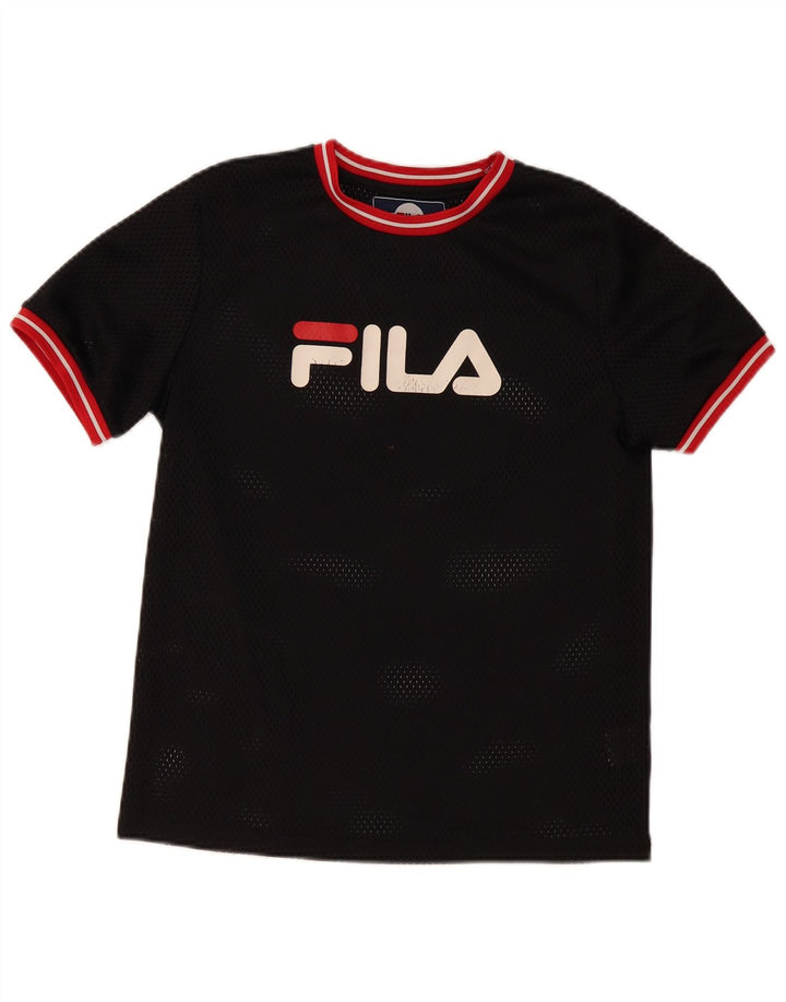 FILA Boys Graphic T-Shirt Top 13-14 Years Black Polyester