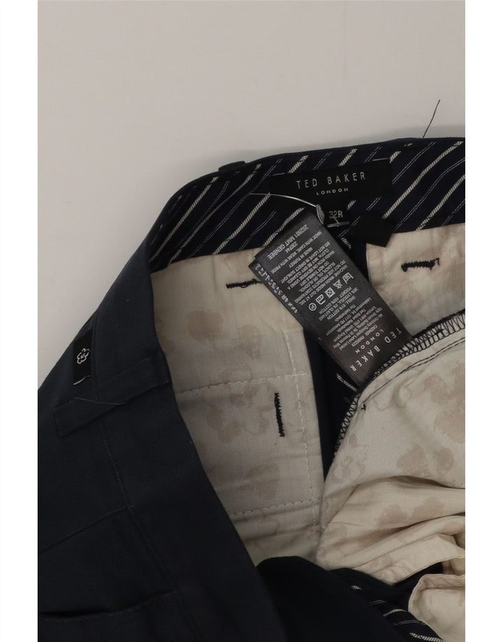 Ted Baker Mens Slim Chino Trousers W32 L31 Navy Blue Polyester