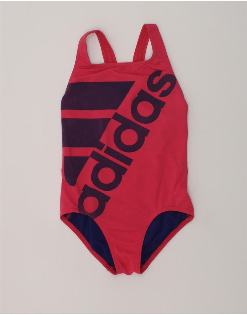 ADIDAS Girls Graphic Swimwear 7-8 Years Pink Polyester | Vintage Adidas | Thrift | Second-Hand Adidas | Used Clothing | Messina Hembry 