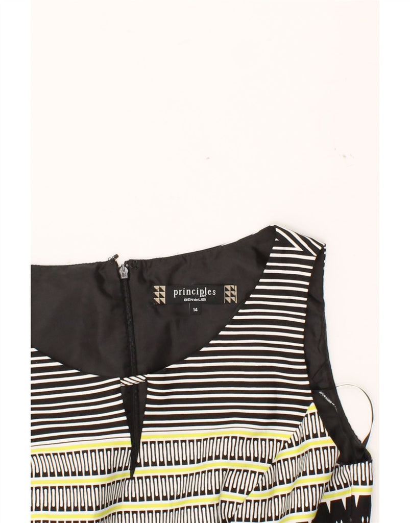 PRINCIPLES BY BEN DE LISI Womens A-Line Dress UK 14 Medium Black Geometric Vintage Principles by Ben de Lisi and Second-Hand Principles by Ben de Lisi from Messina Hembry 