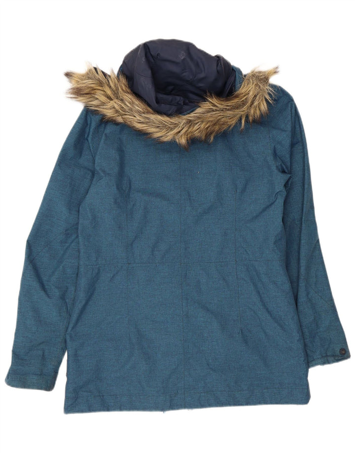 Jack Wolfskin Womens Hooded Parka Jacket UK 10 Small Blue Polyester