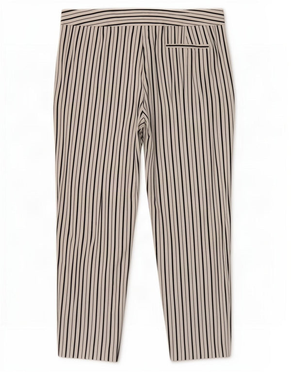 Marks & Spencer Womens Cropped Trousers UK 16 Large W34 L25 White Striped