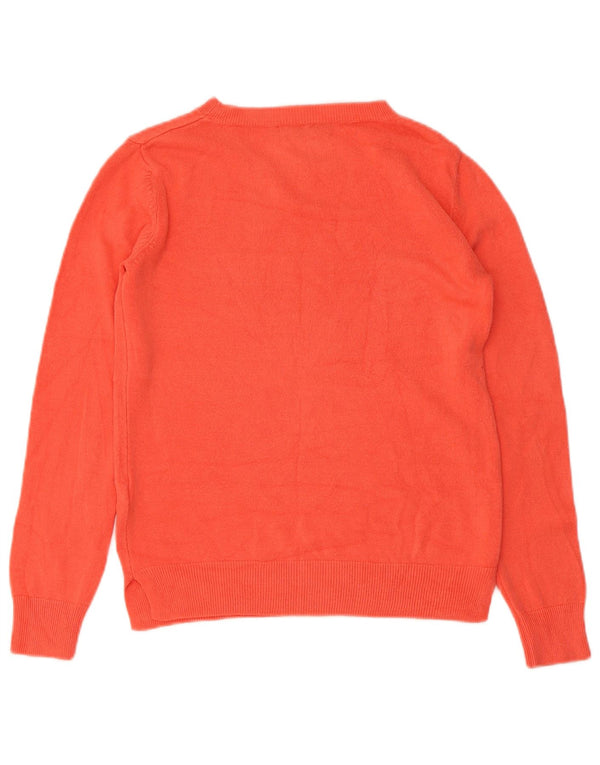 Marks & Spencer Womens Boat Neck Jumper Sweater UK 8 Small Orange Acrylic