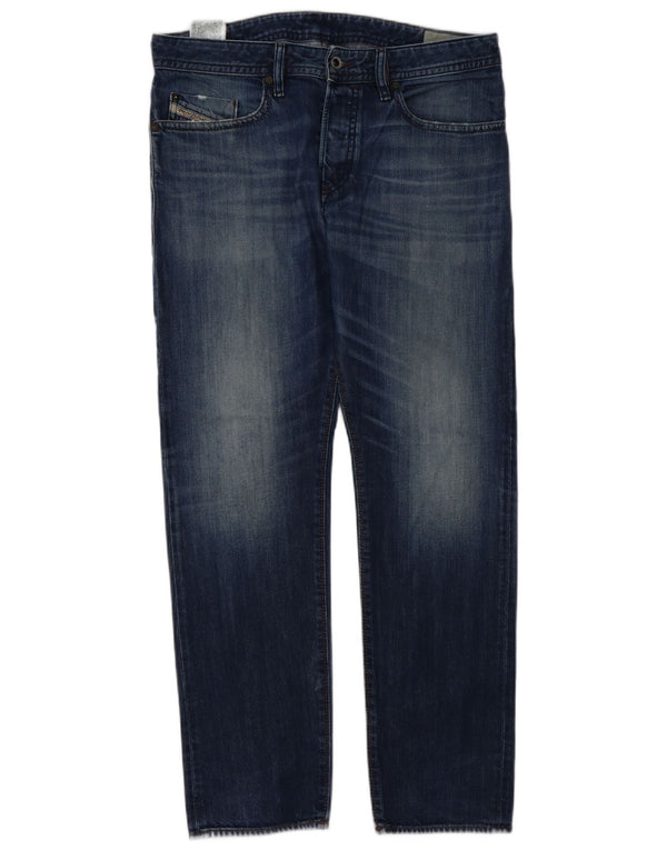 Diesel Mens Buster Regular Slim Tapered Jeans W32 L30 Navy Blue Cotton