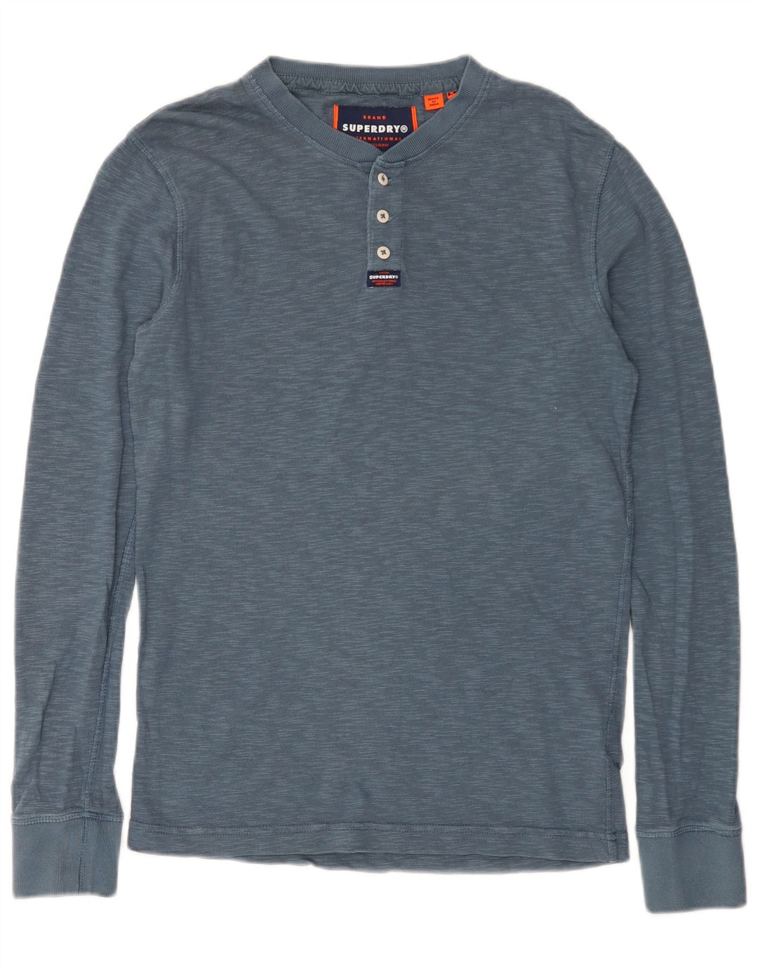 Superdry Mens Top Long Sleeve Medium Blue Flecked Cotton