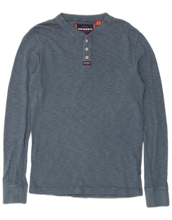 Superdry Mens Top Long Sleeve Medium Blue Flecked Cotton