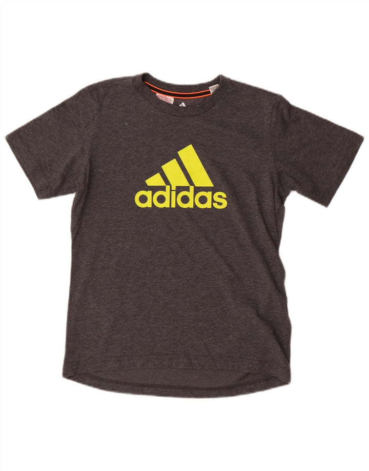 Adidas Boys Graphic T-Shirt Top 11-12 Years Grey Cotton
