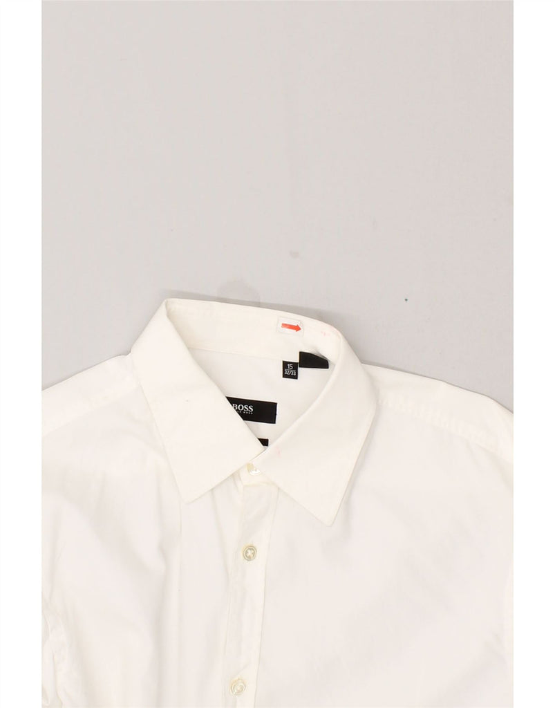 HUGO BOSS Mens Slim Fit Shirt Size 15 Medium White Cotton | Vintage Hugo Boss | Thrift | Second-Hand Hugo Boss | Used Clothing | Messina Hembry 