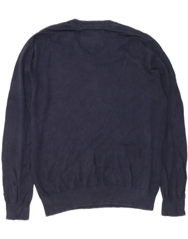 Jack Wills Mens V-Neck Jumper Sweater XL Navy Blue Cotton