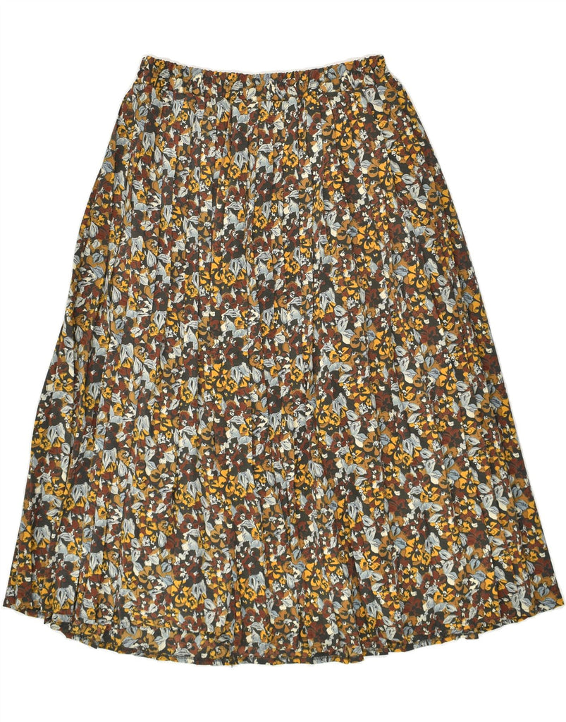 VINTAGE Womens Pleated Gypsy Skirt IT 42 Medium W28 Brown Floral Viscose | Vintage Vintage | Thrift | Second-Hand Vintage | Used Clothing | Messina Hembry 