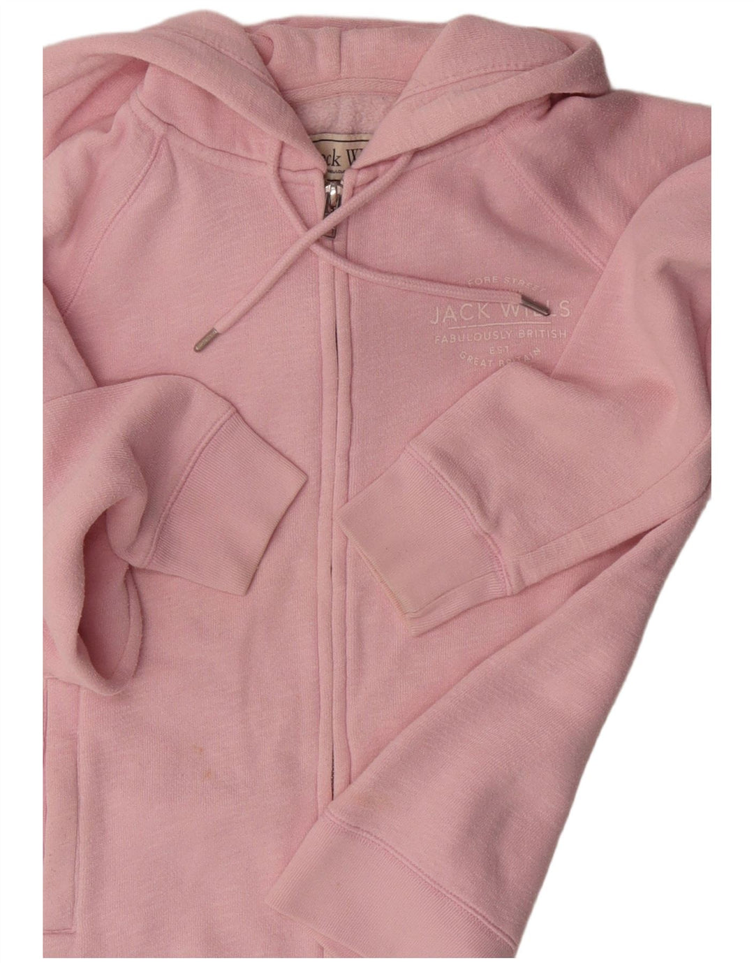 Jack Wills Womens Zip Hoodie Sweater UK 12 Medium Pink Cotton