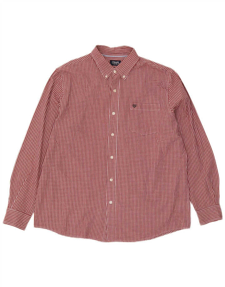 Chaps Mens Shirt XL Red Gingham Cotton