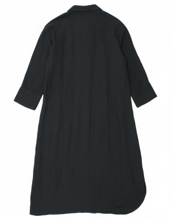 Zara Womens Shirt Dress UK 16 Large Black Viscose