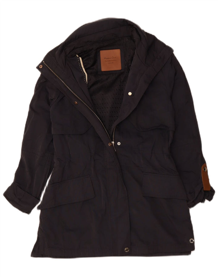 Massimo Dutti Womens Trench Coat UK 6 XS Navy Blue Viscose