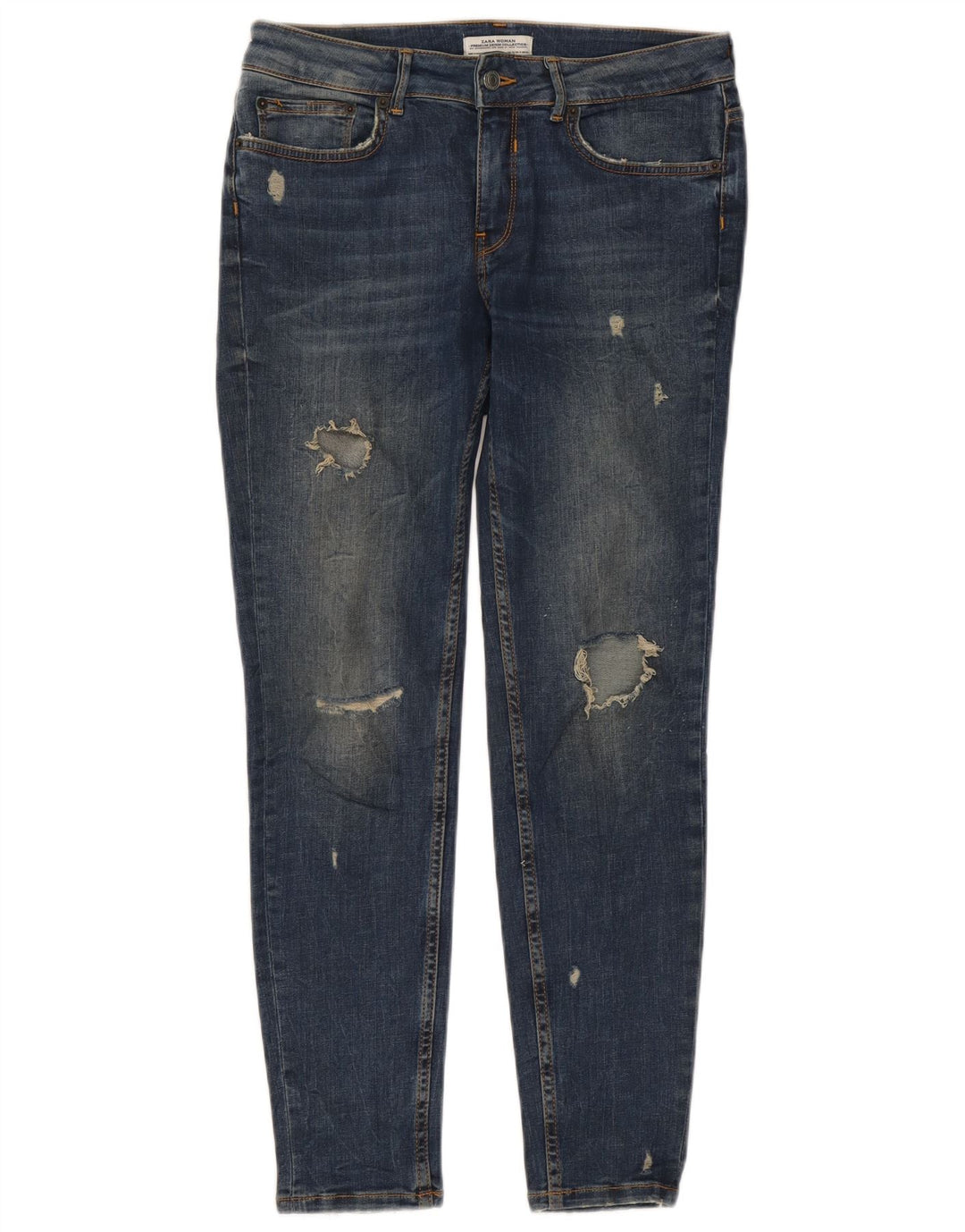 Zara Womens Distressed Skinny Jeans EU 40 Medium W30 L27 Blue