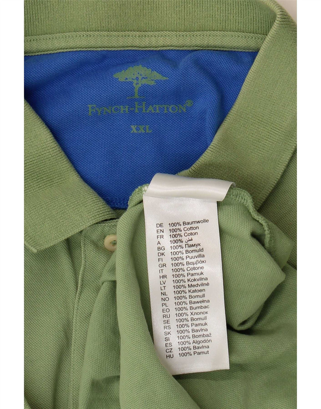 Fynch Hatton Mens Polo Shirt 2XL Green Cotton