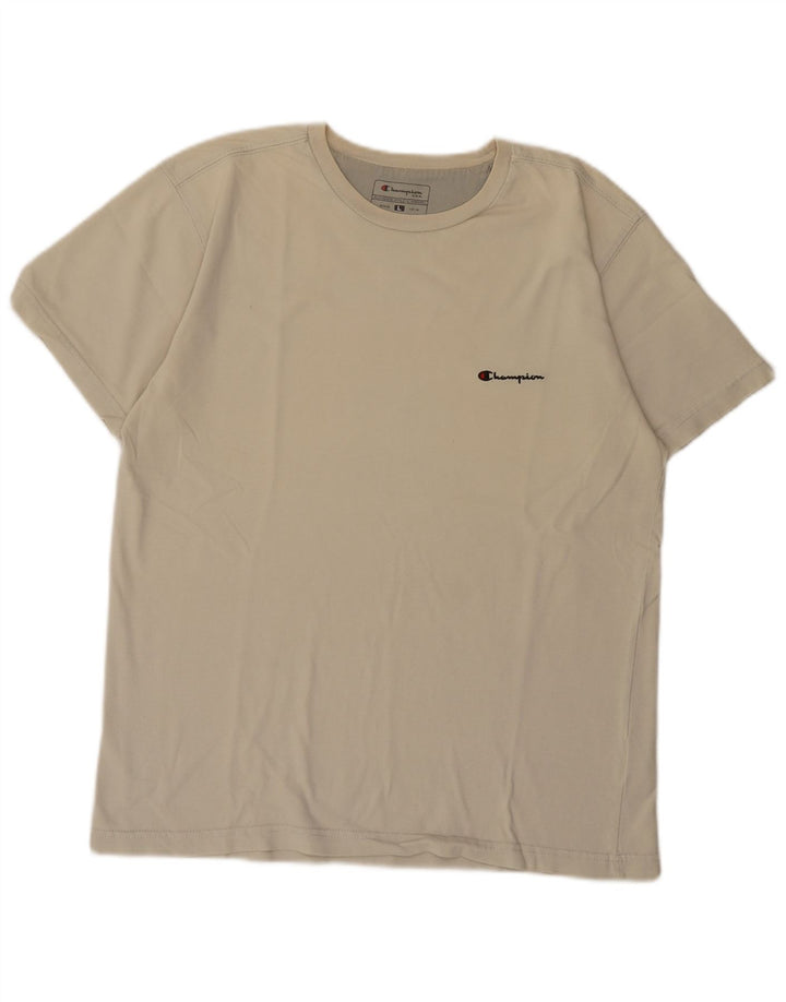 Champion Mens T-Shirt Top Large Beige Cotton