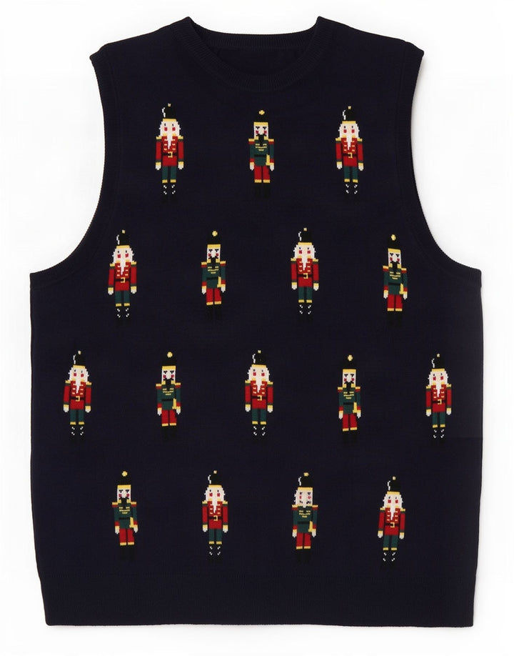 Marks & Spencer Mens Vest Tank Top Small Navy Blue Christmas
