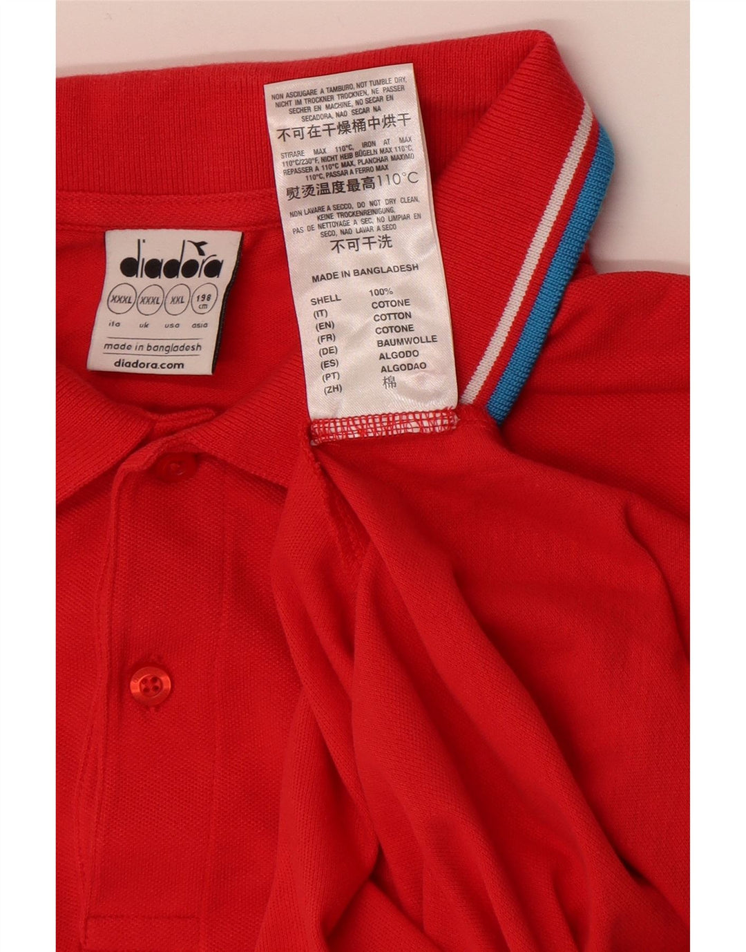 Diadora Mens Polo Shirt 3XL Red Cotton