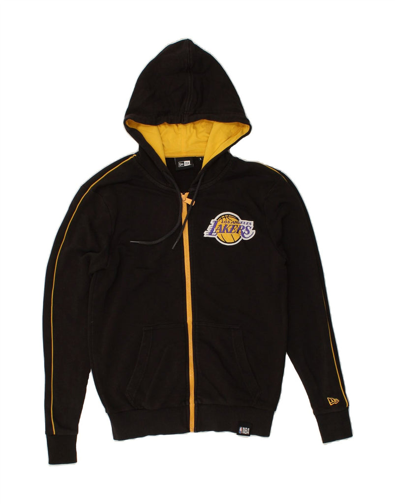 NEW ERA Mens Lakers Zip Hoodie Sweater Small Black Cotton | Vintage New Era | Thrift | Second-Hand New Era | Used Clothing | Messina Hembry 