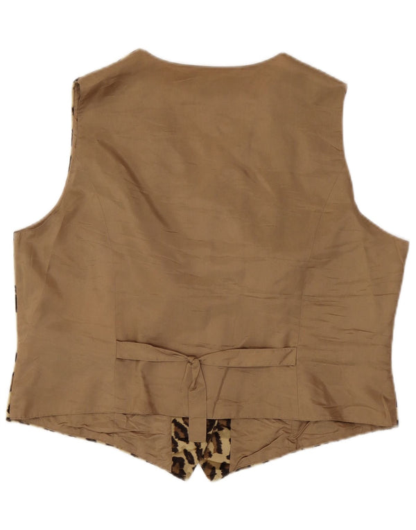 TOFFS! Womens Waistcoat UK 20 2XL Brown Animal Print
