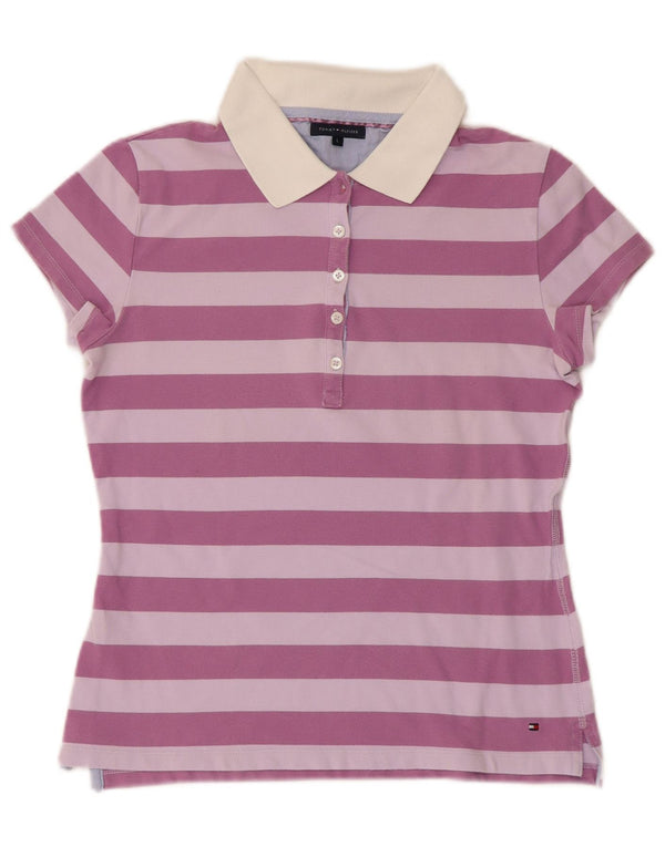 Tommy Hilfiger Womens Rugby Polo Shirt UK 14 Large Purple Striped