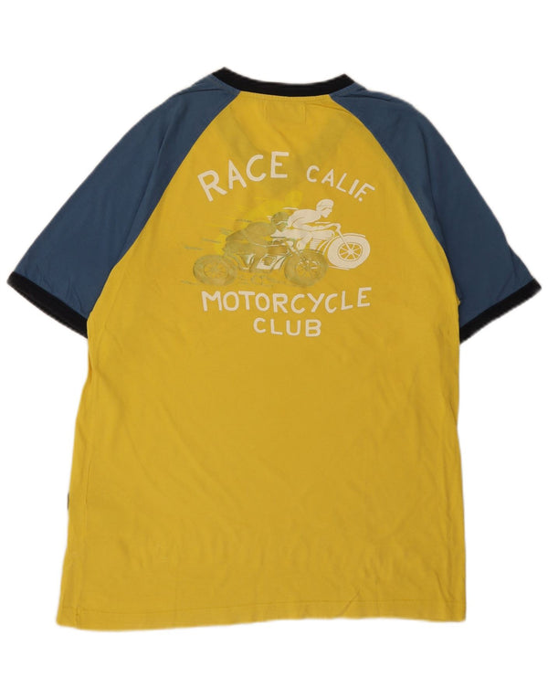 Rifle Mens Graphic T-Shirt Top Large Yellow Colourblock Cotton