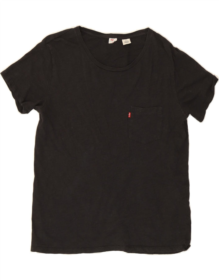 LEVI'S Womens T-Shirt Top UK 14 Large Black Cotton Vintage Levi's and Second-Hand Levi's from Messina Hembry 