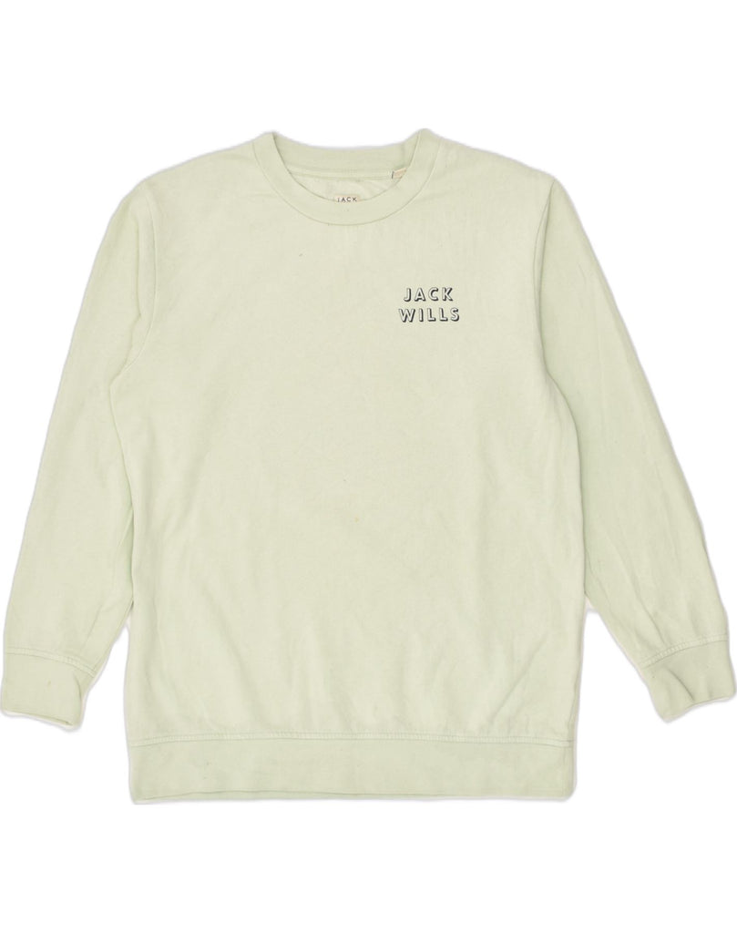 JACK WILLS Womens Sweatshirt Jumper UK 12 Medium Green Cotton | Vintage Jack Wills | Thrift | Second-Hand Jack Wills | Used Clothing | Messina Hembry 