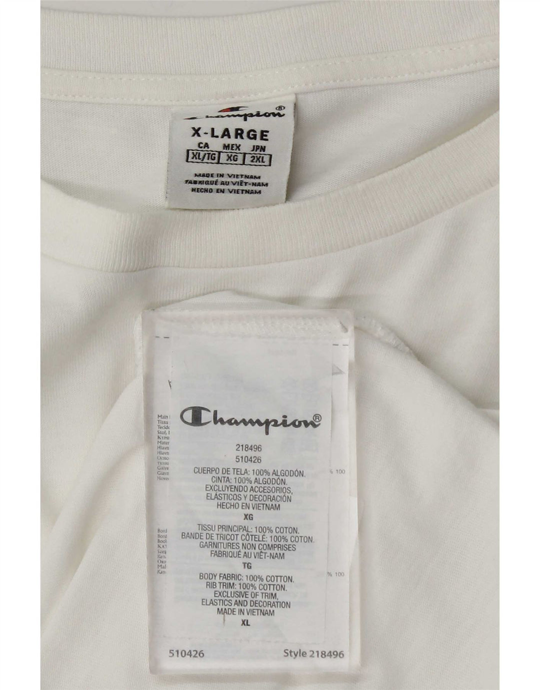 Champion Mens T-Shirt Top XL White Cotton