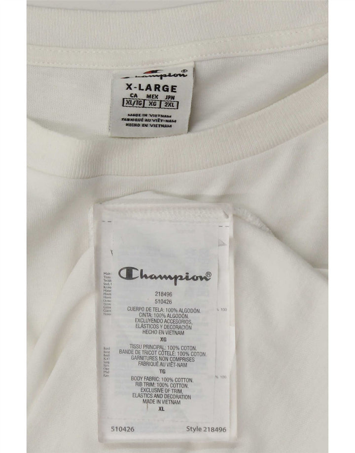 Champion Mens T-Shirt Top XL White Cotton