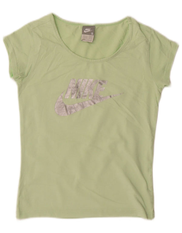 Nike Womens Crop Graphic T-Shirt Top UK 8/10 Small Green