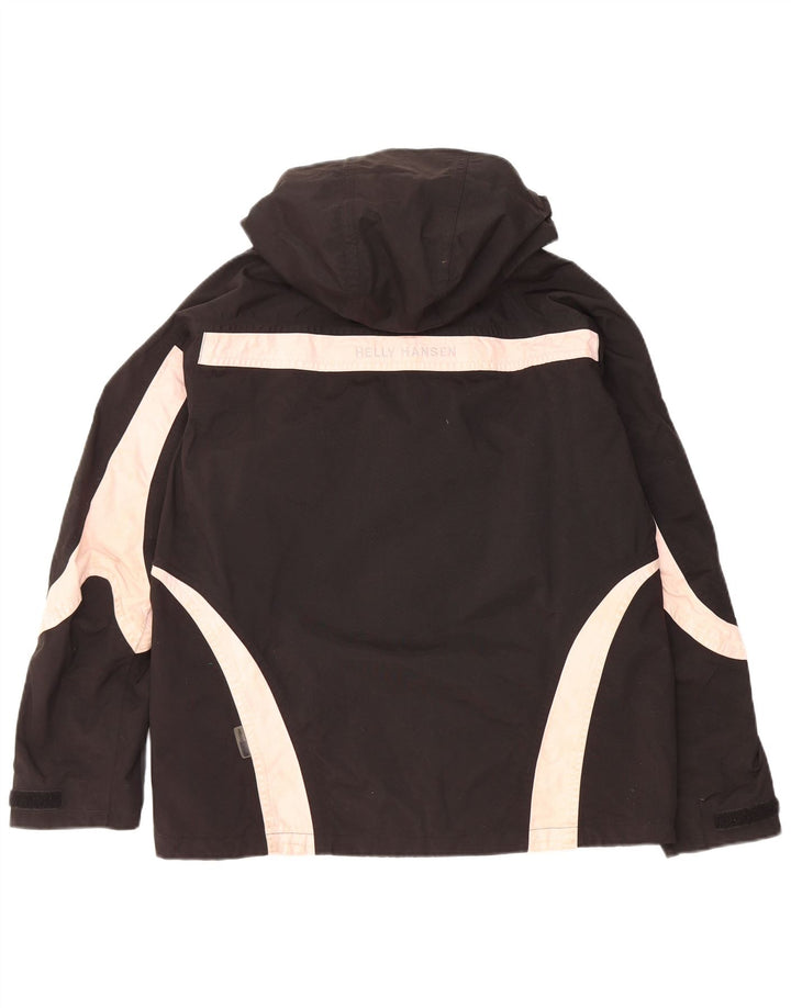 Helly Hansen Girls Hooded Windbreaker Jacket 15-16 Years Black Colourblock
