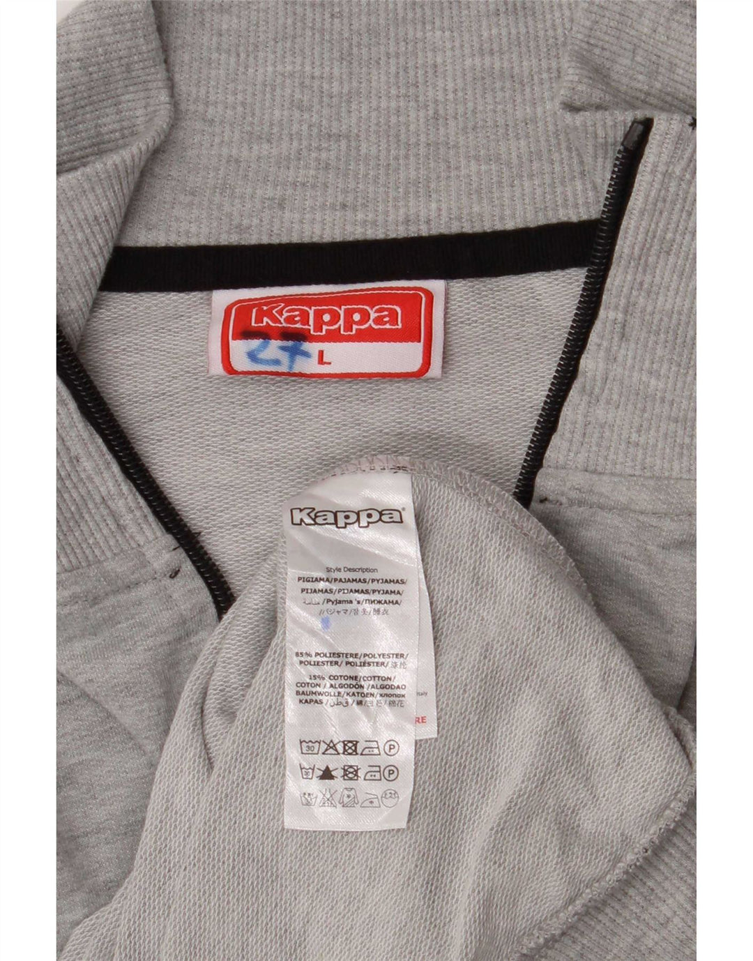 Kappa Mens Tracksuit Top Jacket Large Grey Colourblock Polyester