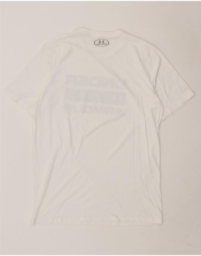UNDER ARMOUR Mens Heat Gear Graphic T-Shirt Top Medium White Vintage Under Armour and Second-Hand Under Armour from Messina Hembry 