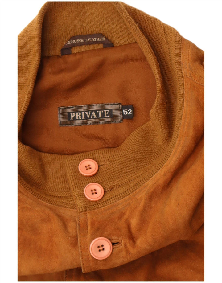 Private Mens Suede Bomber Jacket IT 52 XL Brown Leather