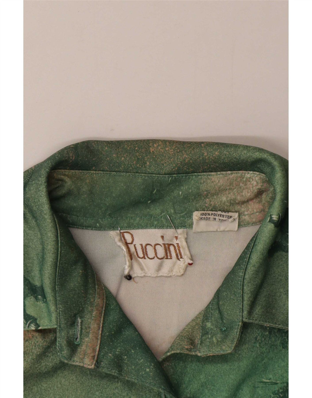 Puccini Womens Shirt Blouse UK 12 Medium Green Polyester Novelty