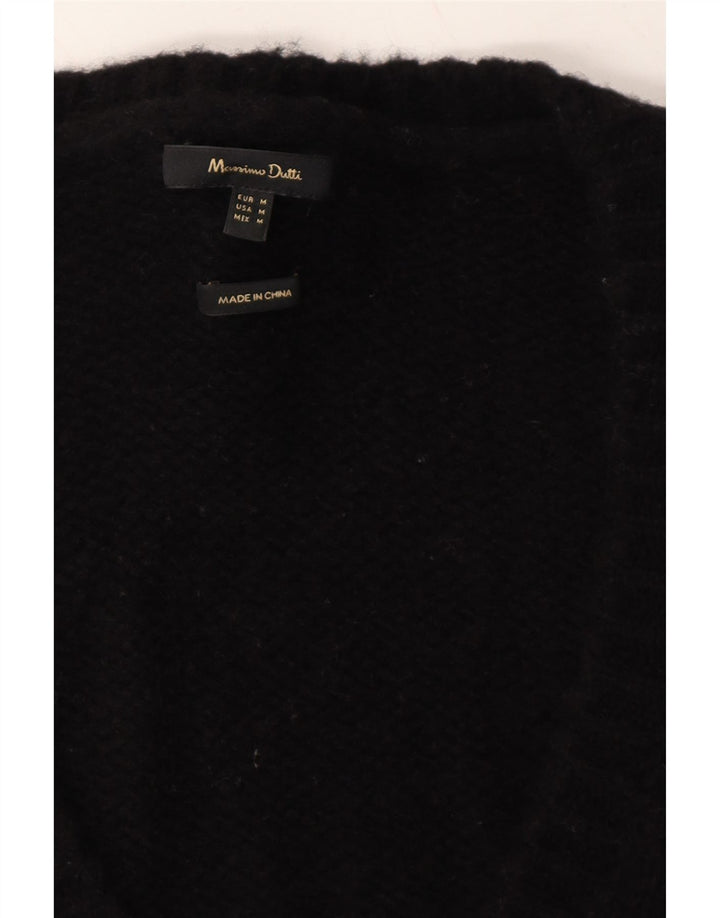 MASSIMO DUTTI Womens Oversized V-Neck Jumper Sweater UK 14 Medium Black Vintage Massimo Dutti and Second-Hand Massimo Dutti from Messina Hembry 