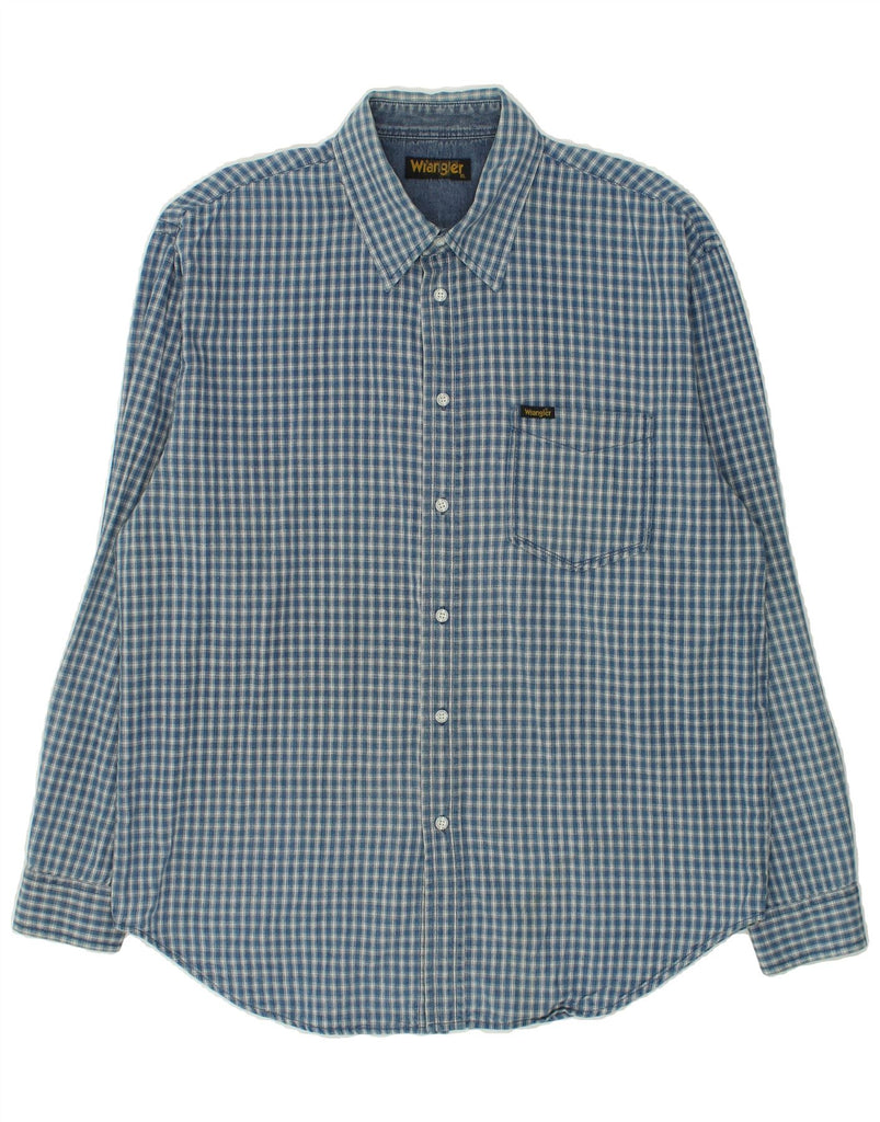 WRANGLER Mens Shirt XL Blue Check Cotton | Vintage Wrangler | Thrift | Second-Hand Wrangler | Used Clothing | Messina Hembry 