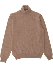 BENETTON Mens Roll Neck Jumper Sweater Small Beige New Wool