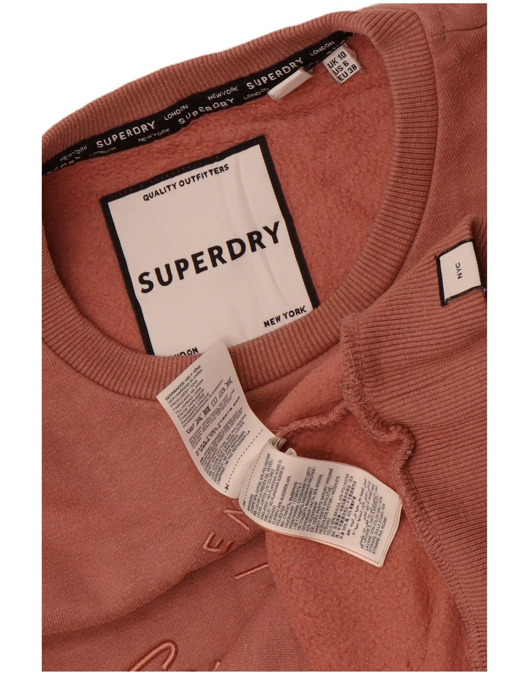 Superdry Womens Graphic Oversized Sweatshirt Jumper UK 10 Small Pink Cotton