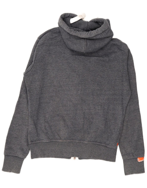 Superdry Mens Zip Hoodie Sweater Medium Grey Cotton