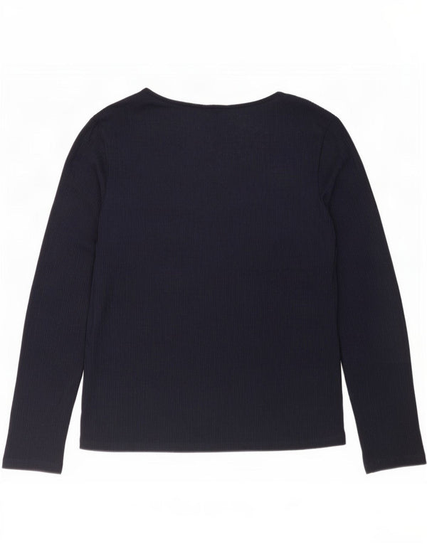 Marks & Spencer Womens Long Sleeve Blouse Top UK 16 Large Navy Blue