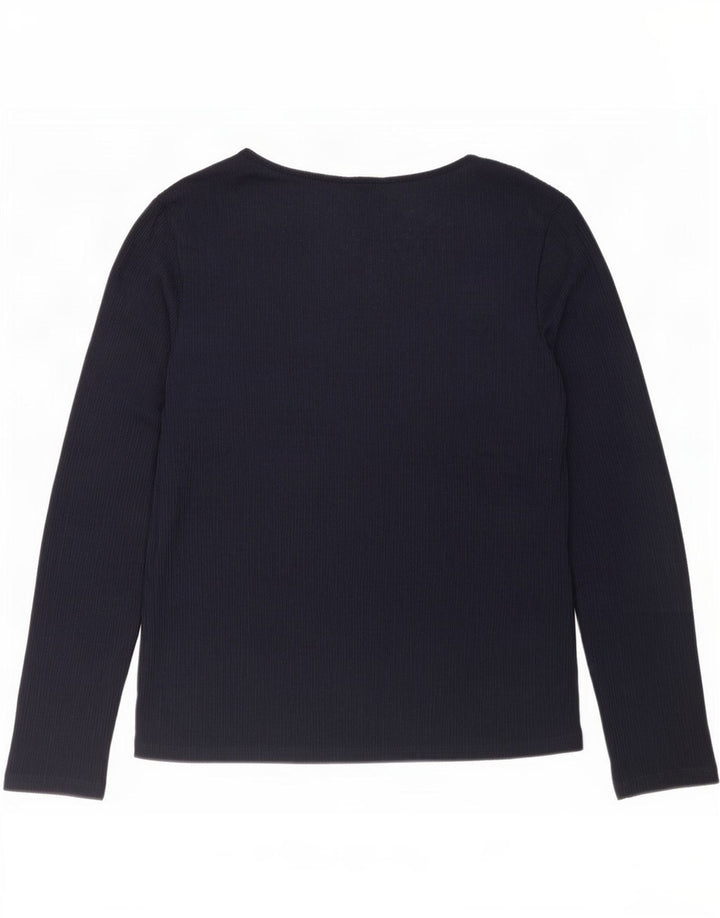 Marks & Spencer Womens Long Sleeve Blouse Top UK 16 Large Navy Blue