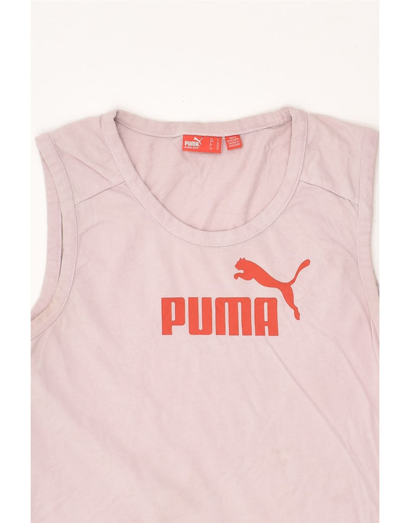 PUMA Womens Graphic Vest Top UK 10 Small Purple Cotton | Vintage Puma | Thrift | Second-Hand Puma | Used Clothing | Messina Hembry 