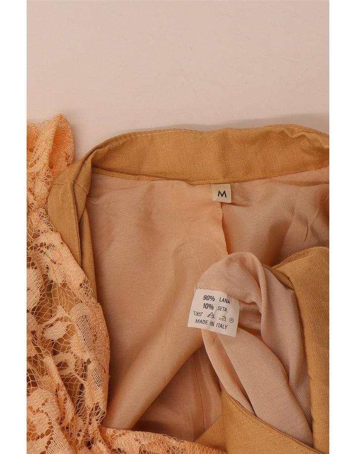 Vintage Womens Bolero Jacket UK 14 Medium Beige Floral Wool