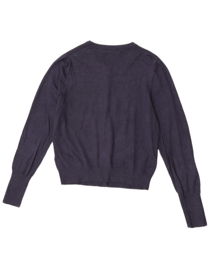 Marks & Spencer Womens Cardigan Sweater UK 12 Medium  Navy Blue Viscose
